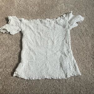 Guess smocked off shoulder crop